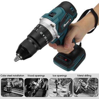 MUSTOOT 18V 3 σε 1 Brushless Electric Cordless κρουστικό δράπανο 13mm 20+3 Torque Ηλεκτρικό κατσαβίδι για μπαταρία Makita