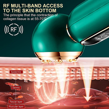 RF радиочестотна машина за стягане на кожата на лицето и очите 1MHZ Лифтинг на лицето против стареене LED светлинна терапия 24K златен масажор за лице