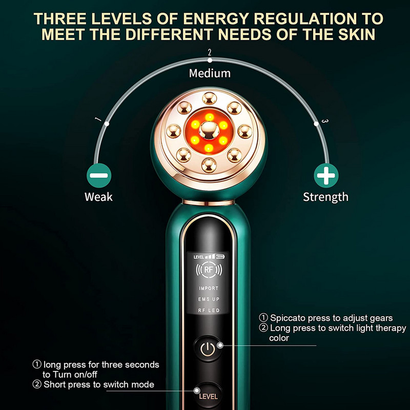 RF radiofrekvencija za zatezanje kože lica i oko očiju 1MHZ zatezanje lica protiv starenja LED svjetlosna terapija 24K zlatni masažer za lice