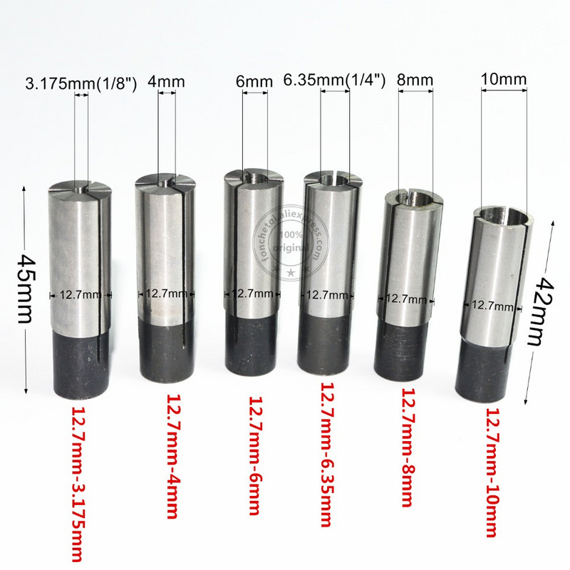 12&12.7&8&6.35&6-mm-1PCS, Безплатна поща CNC Collet преобразуваща втулка Високопрецизен адаптер, аксесоари за гравираща машина