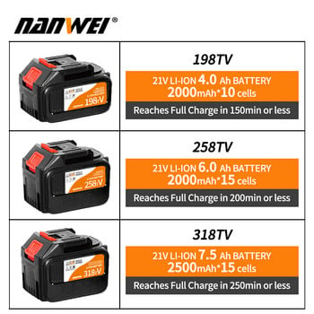 Τρυπάνι μπαταρίας NANWEI 21V 13mm βιομηχανικής ποιότητας κρουστικό τρυπάνι χωρίς ψήκτρες 1/2\