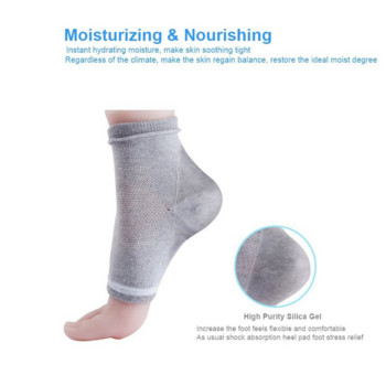 1 чифт чорапи за овлажняване на петата Чорапи с отворени пръсти Чорапи с напукана гелова пета Чорапи за възстановяване на петата без пръсти за сухи твърди напукани крака