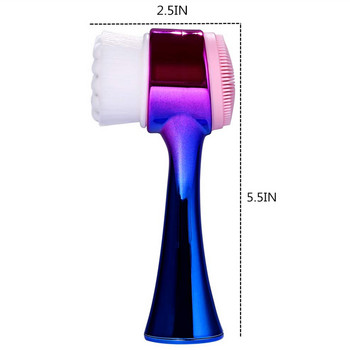 2 в 1 Двустранен силиконов инструмент за грижа за кожата Четка за почистване на лице Почистване на лице Вибрация Масаж на лицето Завъртане Четка за лице