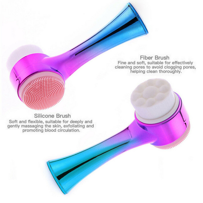 2 viename dvipusis silikoninis odos priežiūros įrankis veido valymo šepetėlis Veido valymo vibracinis veido masažo šepetėlis.