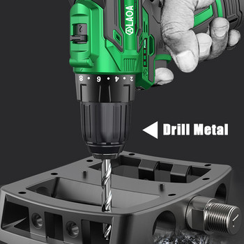 LAOA ηλεκτρικό τρυπάνι χειρός κατσαβίδι μπαταρίας λιθίου επαναφορτιζόμενο μοτέρ χωρίς ψήκτρες μπαταρία λιθίου Φως LED 16V πολλαπλών λειτουργιών