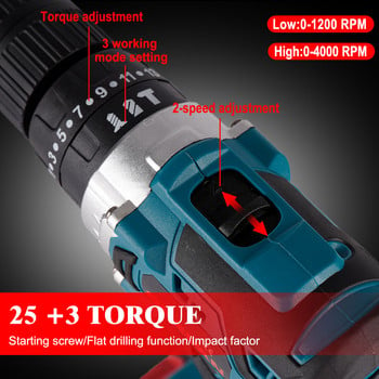 13mm 25+3 27-450N.M Torque Brushless Ηλεκτρικό σφυρί μπαταρίας κρουστικό τρυπάνι ηλεκτρικό κατσαβίδι για Makita 18V Battery Tool