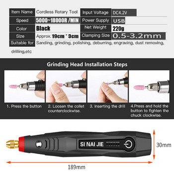 Mini Drill Electric Mini Grinder Set Drill USB Charging Rotary Tools with Graving Accessories Kits for DIY Grinding Polishing