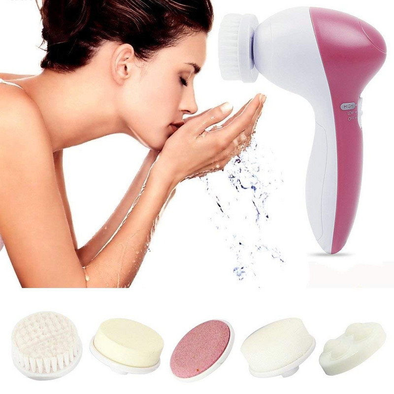 Vízálló 5 az 1-ben elektromos arcmosó arcpórustisztító testtisztító masszázs mini Skin Beauty masszírozó kefe
