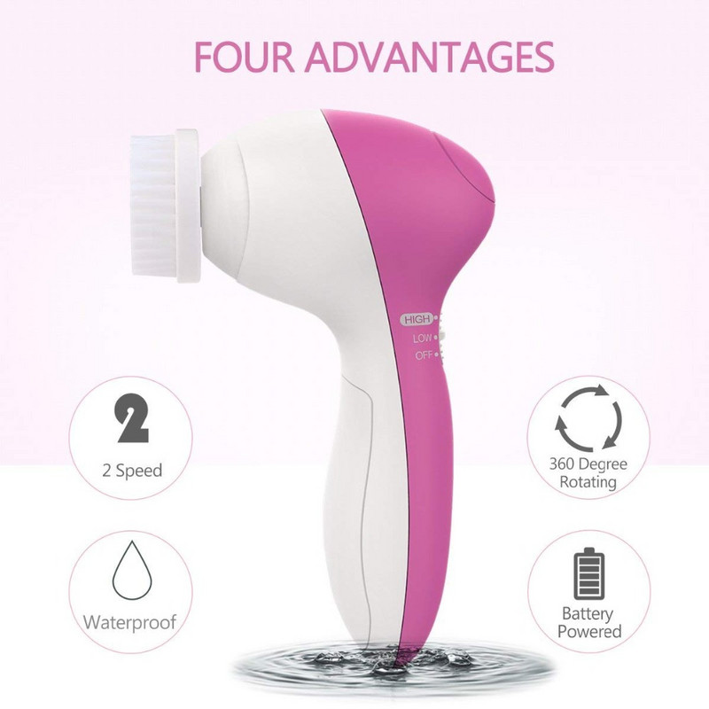Vízálló 5 az 1-ben elektromos arcmosó arcpórustisztító testtisztító masszázs mini Skin Beauty masszírozó kefe