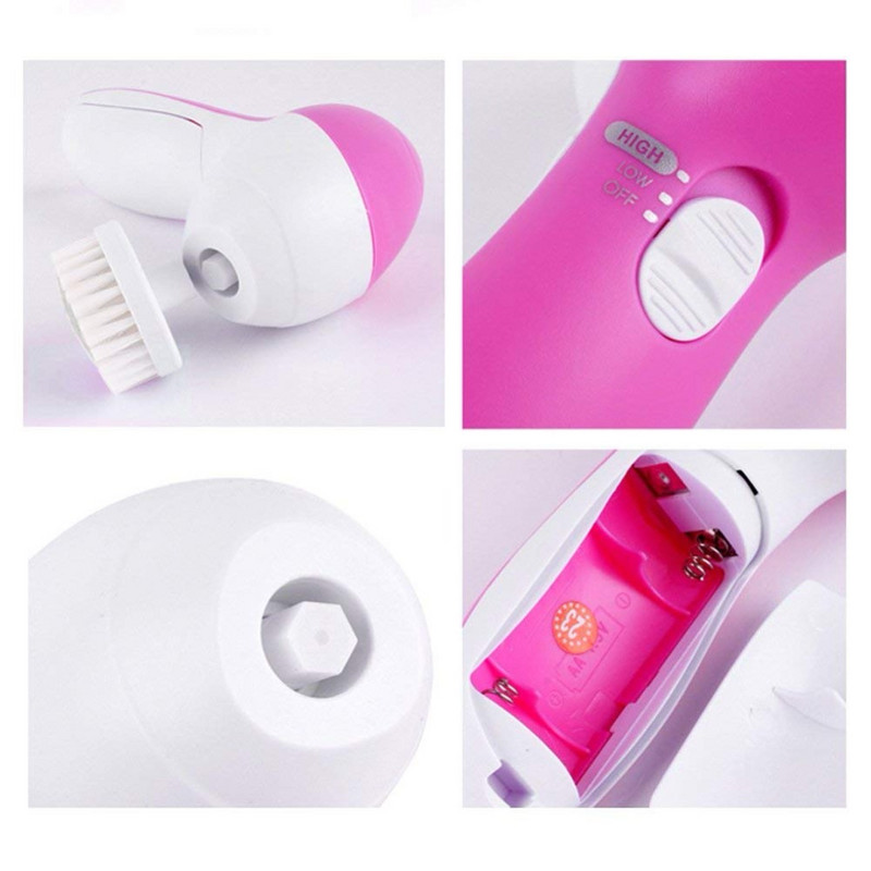 Vízálló 5 az 1-ben elektromos arcmosó arcpórustisztító testtisztító masszázs mini Skin Beauty masszírozó kefe