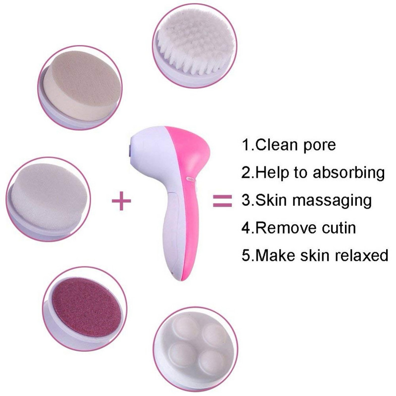Vízálló 5 az 1-ben elektromos arcmosó arcpórustisztító testtisztító masszázs mini Skin Beauty masszírozó kefe