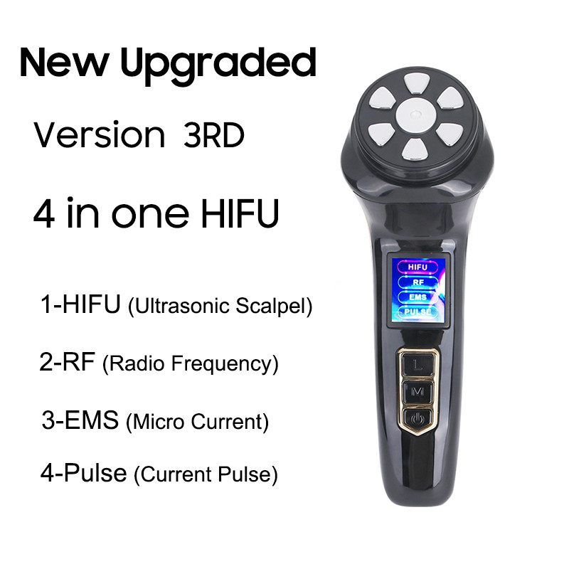 Uusim 4-in 1 Mini HIFU masin Ultraheli RF näo tõstmise seade EMS Lift Firm pinguldav nahka kortse näohooldus ilutööriistad