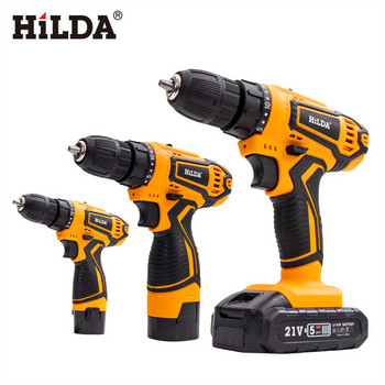 HILDA 12V 16,8V 21V Mini Cordless Drill Ηλεκτρικό κατσαβίδι Επαναφορτιζόμενη μπαταρία ιόντων λιθίου Ηλεκτρικά εργαλεία οδήγησης DIY δύο ταχυτήτων