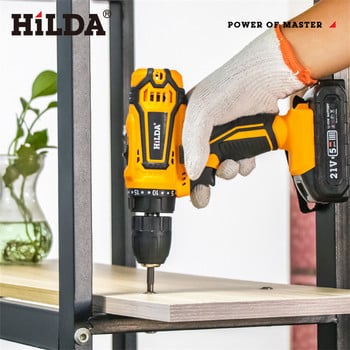 HILDA 12V 16,8V 21V Mini Cordless Drill Ηλεκτρικό κατσαβίδι Επαναφορτιζόμενη μπαταρία ιόντων λιθίου Ηλεκτρικά εργαλεία οδήγησης DIY δύο ταχυτήτων