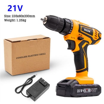 HILDA 12V 16,8V 21V Mini Cordless Drill Ηλεκτρικό κατσαβίδι Επαναφορτιζόμενη μπαταρία ιόντων λιθίου Ηλεκτρικά εργαλεία οδήγησης DIY δύο ταχυτήτων