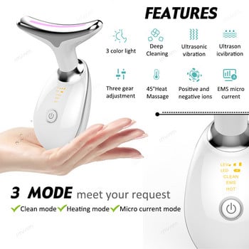 Συσκευή ομορφιάς προσώπου λαιμού LED Photon Therapy Skin Lifting Tighten Massager Reduce Double Chin Anti Writkle Remove Skin Care Tools