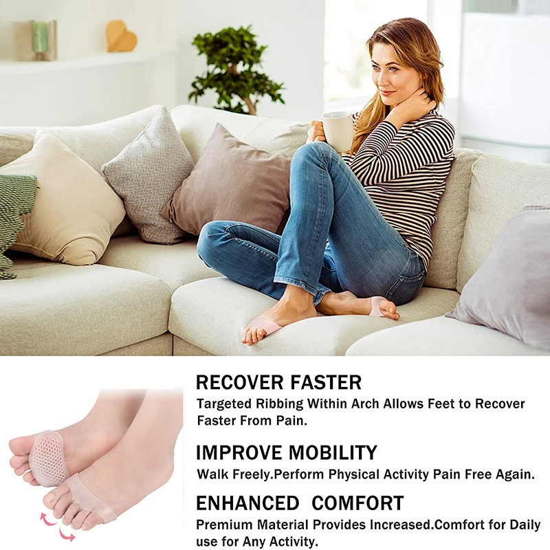 Pexmen 2/4бр. Метатарзални подложки Топка от възглавници за крака Гел Дишаща подложка за предна част на стъпалото Облекчаване на болката Инструмент за грижа за краката за мъже и жени