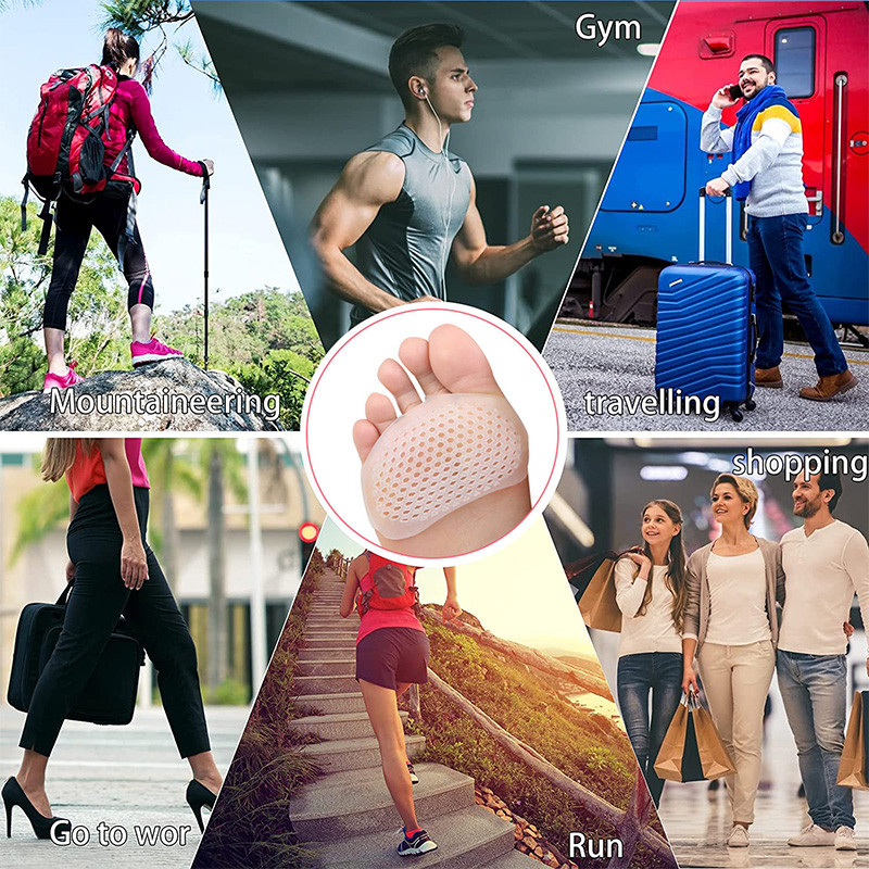 Pexmen 2/4бр. Метатарзални подложки Топка от възглавници за крака Гел Дишаща подложка за предна част на стъпалото Облекчаване на болката Инструмент за грижа за краката за мъже и жени