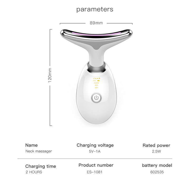 Dispozitiv de masaj facial pentru frumusețea feței gâtului, terapie cu fotoni cu LED, antirid, reduce bărbia dublă, pielea strânge mașină de lifting facial