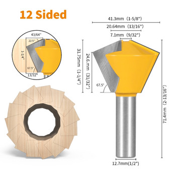 1 ΤΕΜ 12mm 12,7mm Στέλεχος Πολλαπλών όψεων Δρομολογητής Ξυλουργικής Ξυλουργικής Φρέζας για Μύλος Ξύλου