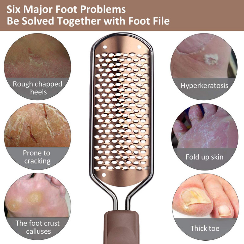 2 db Foot Rasp File lábápoló Hard Dead bőrkeményedés eltávolító Hámlasztó pedikűr Újrafelhasználható Easy Clean pedikűr eszközök Arany Fekete