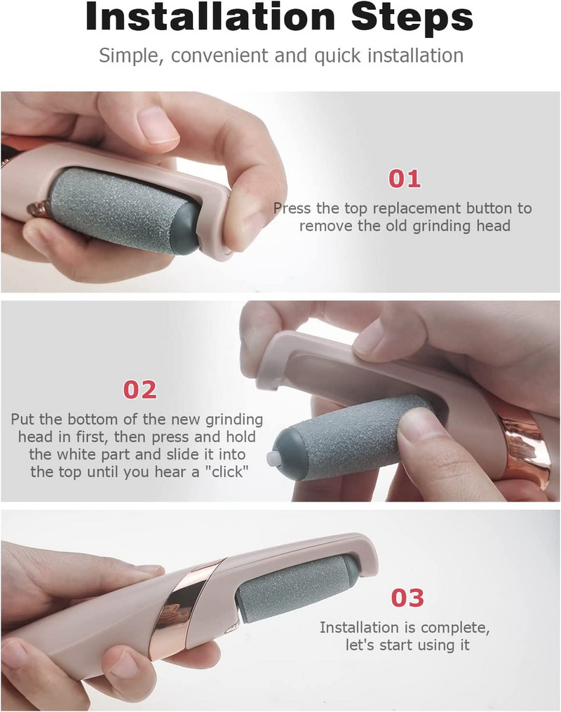 10/5 buc. Cap role de reumplere de schimb extra grosier, gri închis, pentru pedichiură electrică, instrumente pentru picior, accesorii pentru instrumente de îngrijire a picioarelor