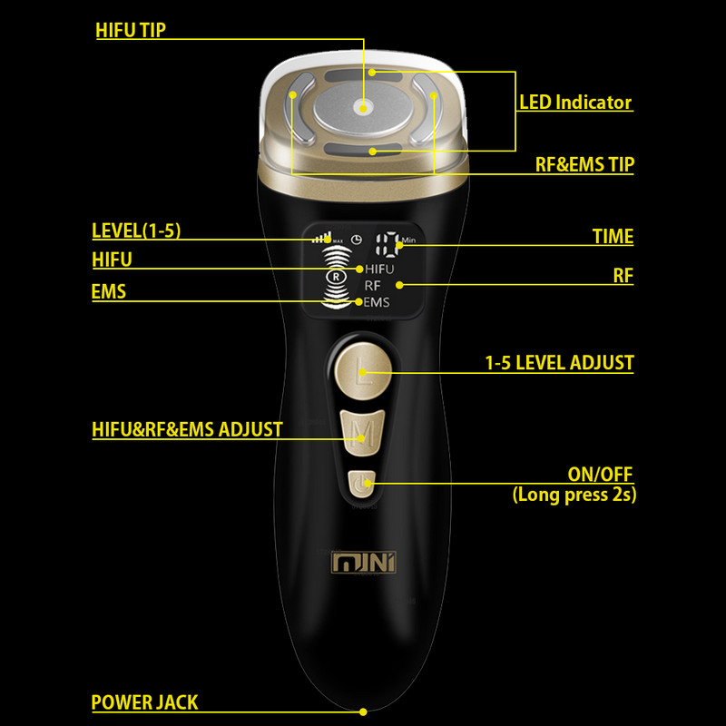 HIFU 2.0 Black Magic Mini HIFU gép Ultrahang RF EMS mikroáram lifting feszesítő feszesítő bőrápoló ránctalanítás