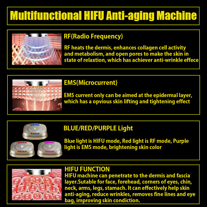 HIFU 2.0 Black Magic Mini HIFU gép Ultrahang RF EMS mikroáram lifting feszesítő feszesítő bőrápoló ránctalanítás