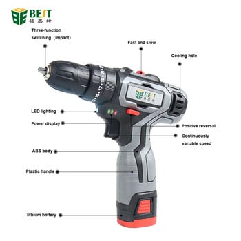 BES 18V Brushless Electric Drill Electric Screwdriver Mini Wireless Driller Impact Driller 28-35 Nm