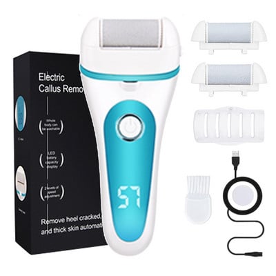 Elektromos lábreszelő Callus Rasp USB újratölthető 3 görgővel 2 sebességes vízálló elektromos lábreszelő pedikűrös lábápoláshoz