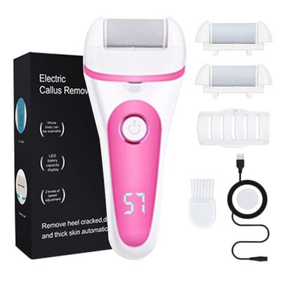 Elektromos lábreszelő Callus Rasp USB újratölthető 3 görgővel 2 sebességes vízálló elektromos lábreszelő pedikűrös lábápoláshoz