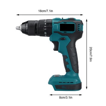 13 мм безчеткова електрическа бормашина Акумулаторна ударна бормашина Винтоверт Бормашина 20+3 въртящ момент Акумулаторен електроинструмент за Makita 18V батерия