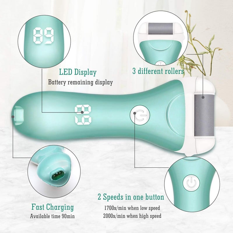 Napunjena električna turpija za stopala za pete Brušenje alata za pedikuru Profesionalni alat za njegu stopala Sredstvo za uklanjanje mrtve tvrde kože žuljeva Učinkovito