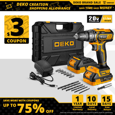 DEKO Șurubelniță nouă cu acumulator de 20 V, șurubelniță electrică 40 N.m, baterie litiu-ion de 1500 mAh, unelte electrice pentru încărcător rapid pentru bricolaj acasă