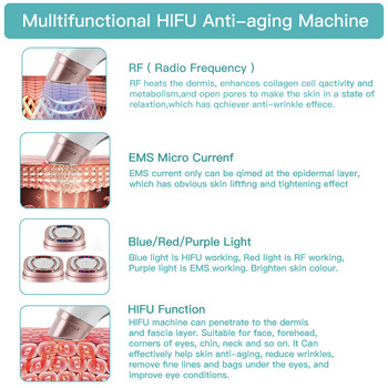 EMS Мини HIFU машина за лице RF радиочестота Устройство за лифтинг на лицето против бръчки Микроток за красота LED терапия Инструменти за грижа за кожата