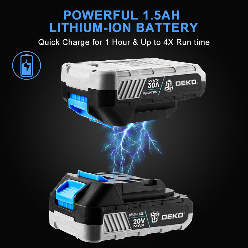 Комбиниран комплект безчеткова акумулаторна бормашина 20V MAX, електрическа отвертка и безчетков ключ Електрически ударен гайковерт от DEKO