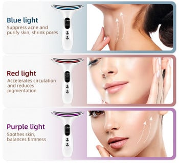 EMS Neck Face Lifting Beauty Device 3 Colors LED Photon Therapy Skin Tighten Reduce Double Chin Anti Writkle Remove Skin Care