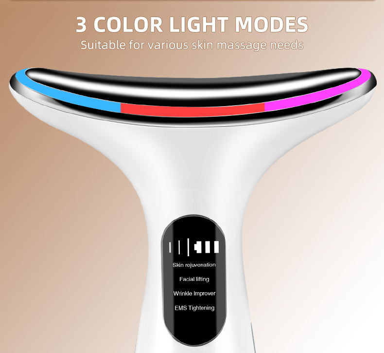 EMS Neck Face Lifting Beauty Device 3 boje LED Photon Therapy Skin Tighten Reduce Double Chin Anti Wrinkle Skin Care