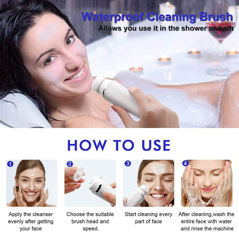 Beauty elektromos arctisztító kefe Face Spa Massager vízálló Spin Sonic hámlasztó arcradír kefe bőrápoló gép