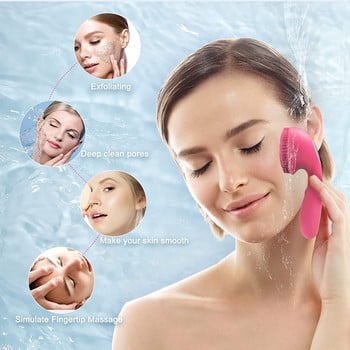 Νέα σχεδίαση Acoustic Wave Magnetic Massage Silicone Facial Cleanser Sonic Brush Cleansing Face with 4 Modes Facial Skin Scrubber