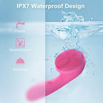 Νέα σχεδίαση Acoustic Wave Magnetic Massage Silicone Facial Cleanser Sonic Brush Cleansing Face with 4 Modes Facial Skin Scrubber