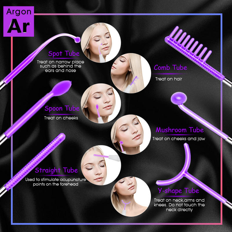 Visokofrekventni aparat za lice s dodirnom pločom za kosu Štapić za elektroterapiju lica Liječenje argonom Njega kože protiv akni