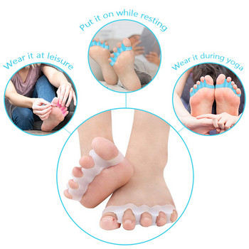 Προστατευτικό δακτύλων ποδιών σιλικόνης Διαχωριστικά δακτύλων Ίσιωμα Bunion Protector Pain Relief Foot Care 5 Χρώματα