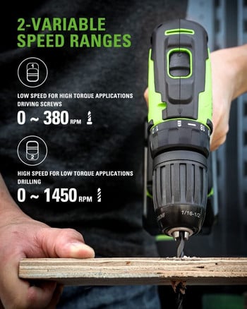 Greenworks 24v Cordless Drill Driver Brushless Motor 35 Nm Ηλεκτρικά εργαλεία με μπαταρία και φορτιστή