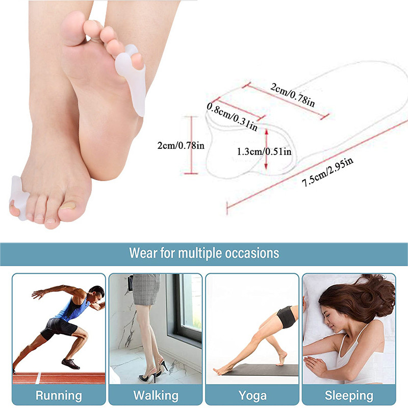 Pexmen 2/4 db Gél Pinky Bunion Corrector lábujjleválasztók Bunionette párnák lábujjtávtartók kukoricakeményedés és hólyagok fájdalomcsillapítására