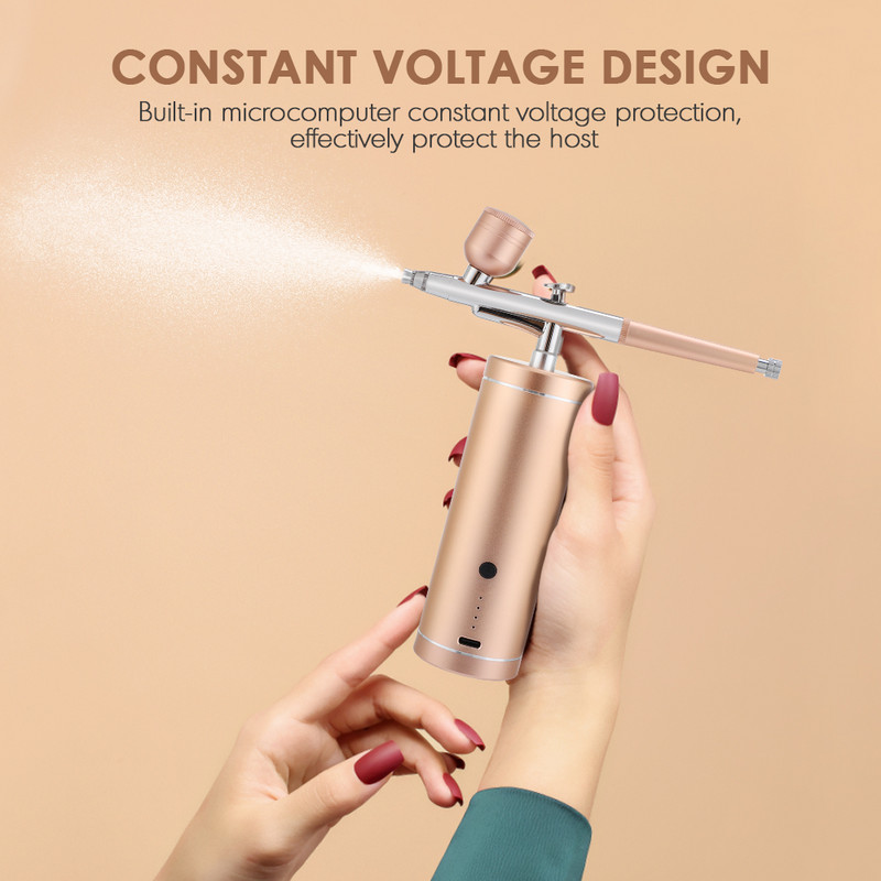 Įkraunamas Airbrush kompresoriaus rinkinys Oro šepetėlio purškimo pistoletas vandens deguonies įpurškimas nagų dailės tatuiruotės amatų torto makiažui dažyti