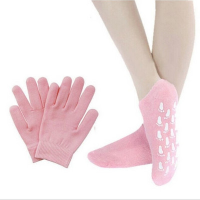 1 pereche de șosete și mănuși reutilizabile cu gel SPA, hidratantă, albire, exfoliere, catifea netedă, frumusețe netedă, pentru îngrijirea picioarelor, șosete din silicon