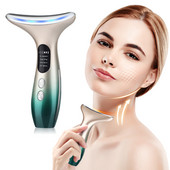EMS Neck Face Massager Anti Wrinkle Beauty Device LED Light Photon Therapy Bőrfeszesítés Csökkenti Dupla állát Eltávolítja Bőrápoló