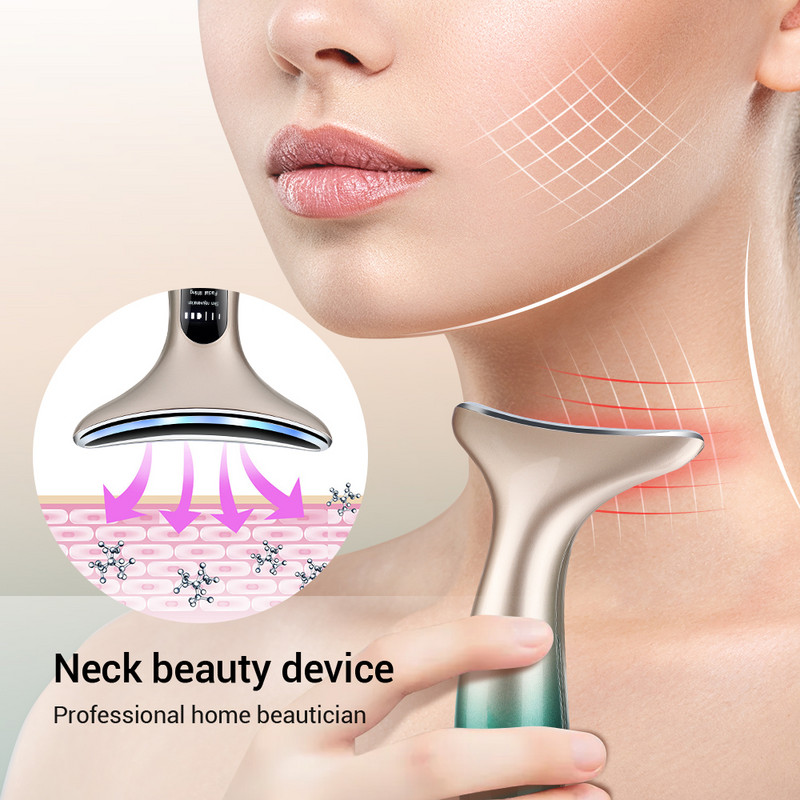 EMS Neck Face Massager Anti Wrinkle Beauty Device LED Light Photon Therapy Bőrfeszesítés Csökkenti Dupla állát Eltávolítja Bőrápoló