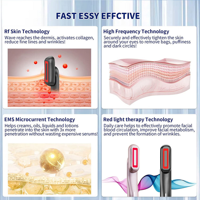Rádiós nagyfrekvenciás bőrfeszesítő gép öregedésgátló vörös led fényterápia a sötét karikák csökkentésére, a ráncok csökkentésére, bőr egészsége